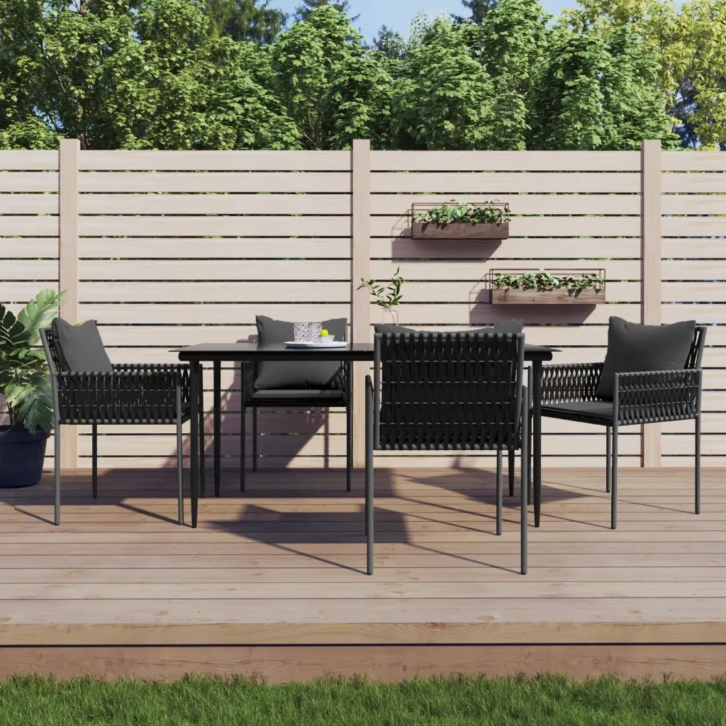 Set Pranzo da Giardino 5pz con Cuscini in Polyrattan e Acciaiocod mxl 76639
