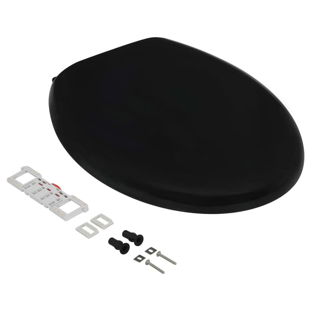Sedile WC con chiusura ammortizzata tazza WC sedile WC bagno casa ristorante negozio hotel nero 02_0002907