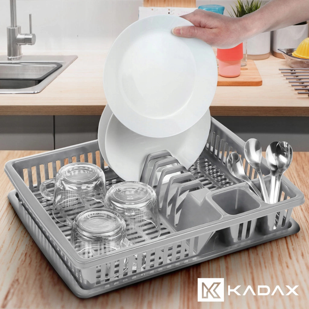 Scolapiatti KADAX per posate, piccolo, a un solo livello, in plastica, 38 cm
