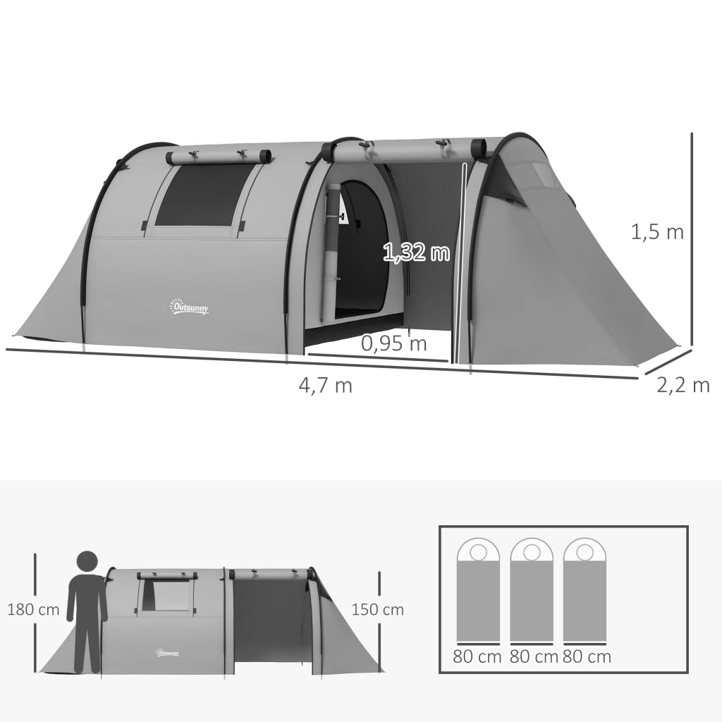 Tenda da campeggio 3-4 persone ¨C zephmum ¨C grigio 3000mm