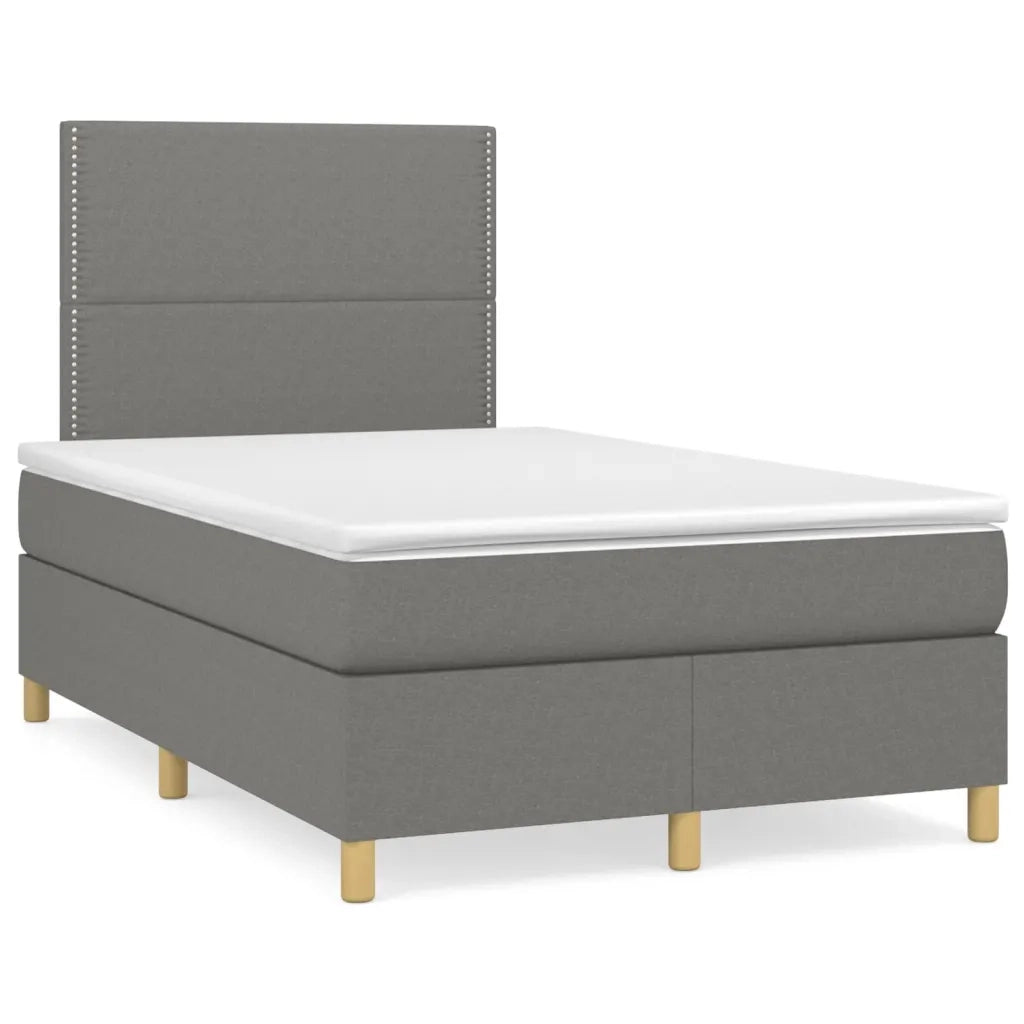Giroletto a Molle con Materasso Grigio Scuro 120x200 cm Tessuto