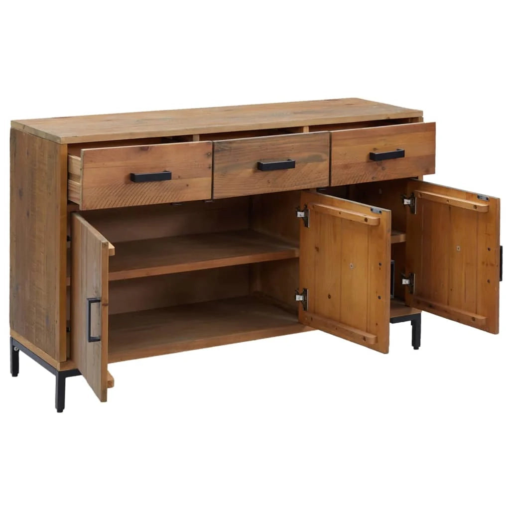 Buffet credenza cassettiera armadio mobile contenitore organizer per cucina soggiorno salotto 110 x 35 x 70 cm legno massello di pino marrone 02_0035716