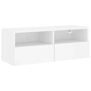 Mobile TV multimediale mensola TV credenza mobile TV sala da pranzo soggiorno camera da letto a parete 80 x 30 x 30 cm legno ingegnerizzato bianco 02_0027799