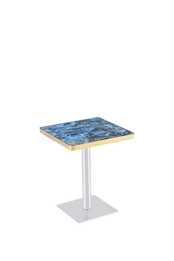 TAVOLO Quadrato 60x60 cm Effetto marmo Blu con struttura in metallo