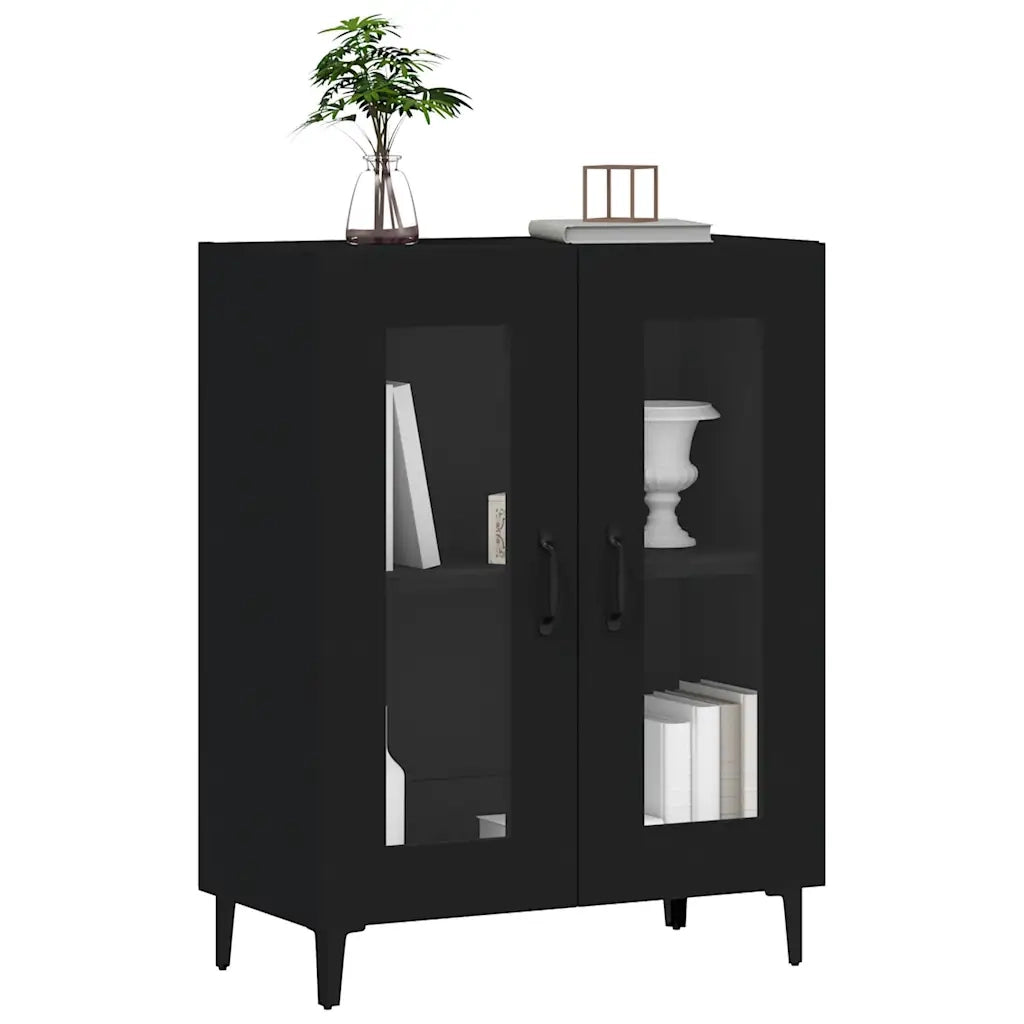 Credenza | Madia | Buffet da pranzo | Armadio da pranzo Nera 69,5x34x90 cm in Legno Multistrato