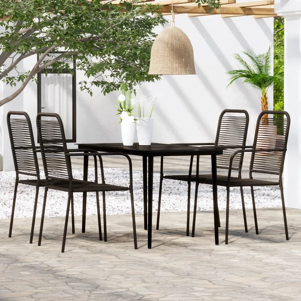 Set Mobili da Pranzo per Giardino 5 pz | Set Salotto da Giardino Nero
