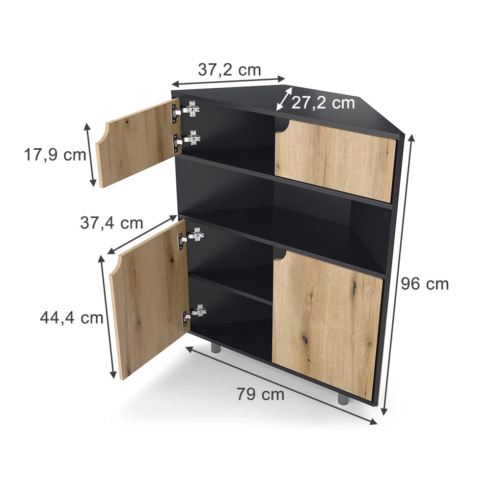Vicco Credenza Antracite/quercia 79 x 96 cm con 4 scomparti