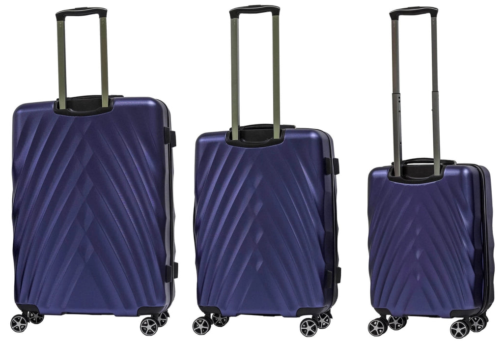 Set 3 Valigie Trolley Rigide in PET 4 Ruote TSA Ravizzoni Diamante Blu