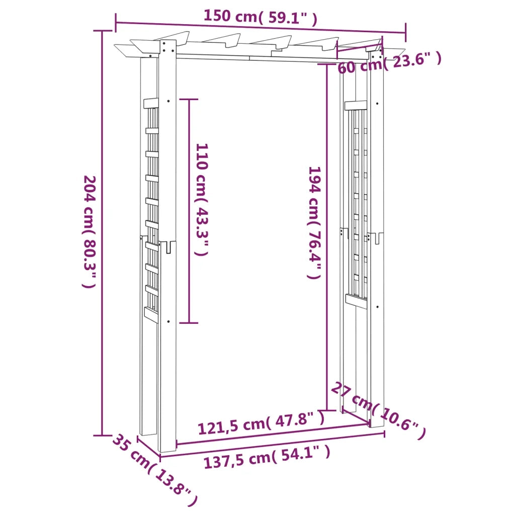 Pergola-Arco da Giardino-Archi da esterno 150x60x204 cm in Legno Impregnato