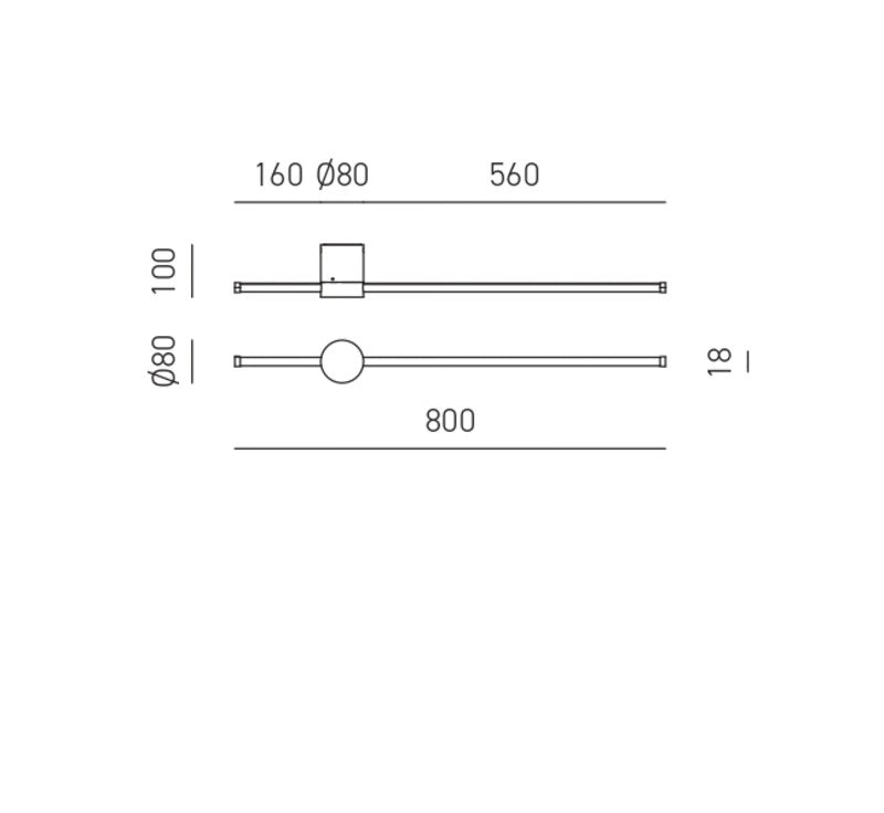 Lampada a parete Enila A LED 20W 1320lm 3000K dimmerabile taglio di fase+push, montatura alluminio titanio, design moderno - Gealuce