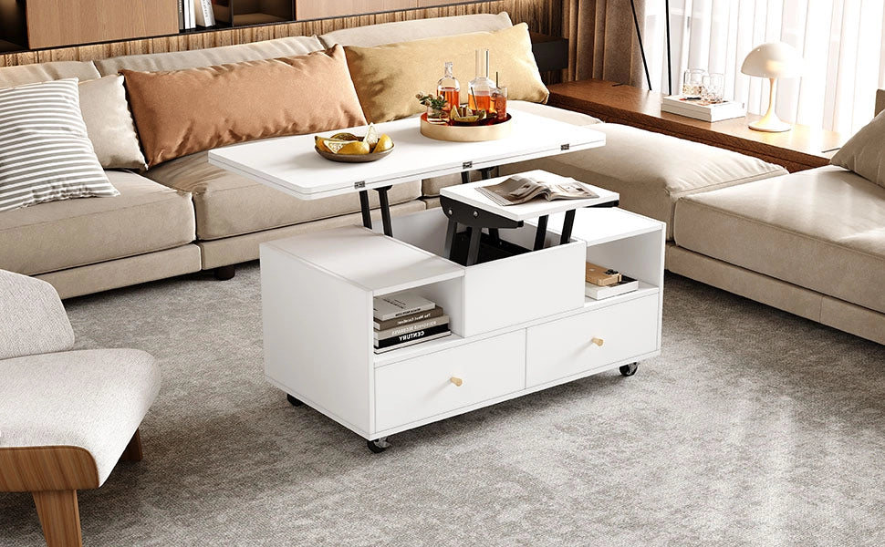 TAVOLO SOFFICE ALZABILE E PIEGHEVOLE 100x50x47,5 cm BIANCO MDF