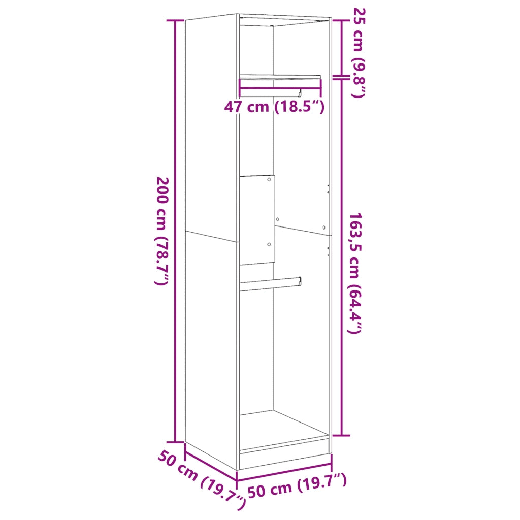 Armadio Rovere Fumo 50x50x200 cm in Legno Multistrato CFW1913810