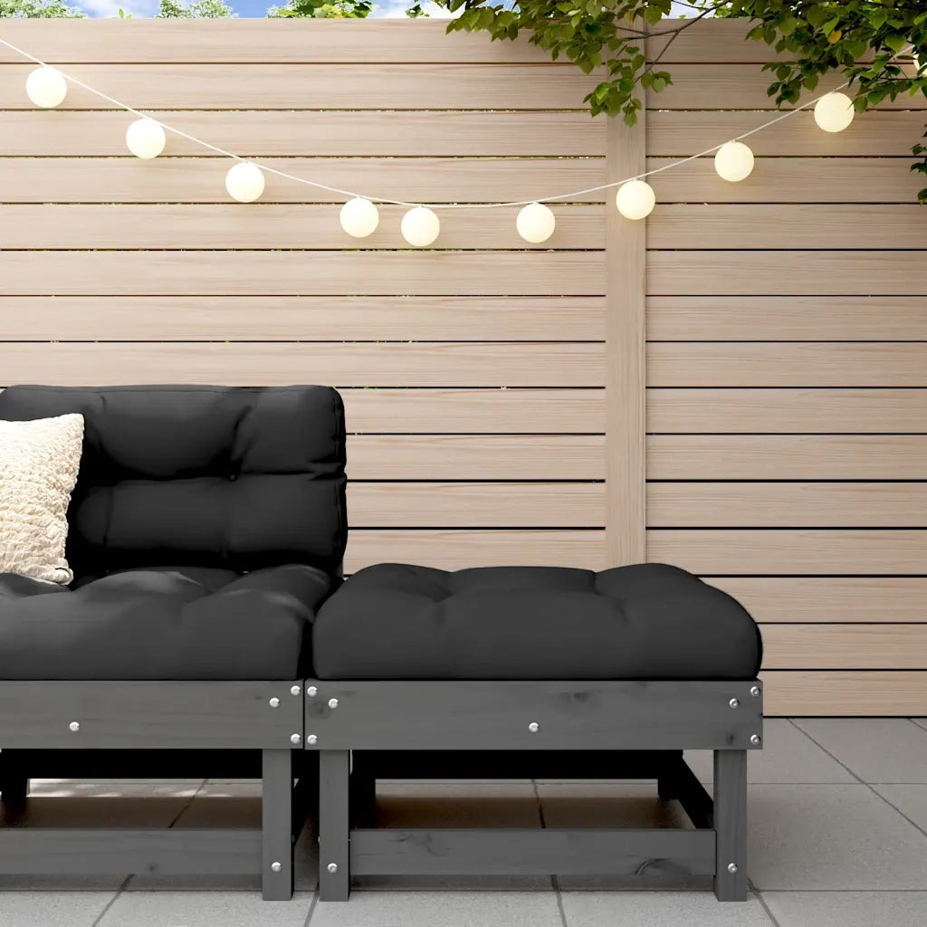 Poggiapiedi da Giardino con Cuscino Legno Massello Pino Grigio CFW3822179