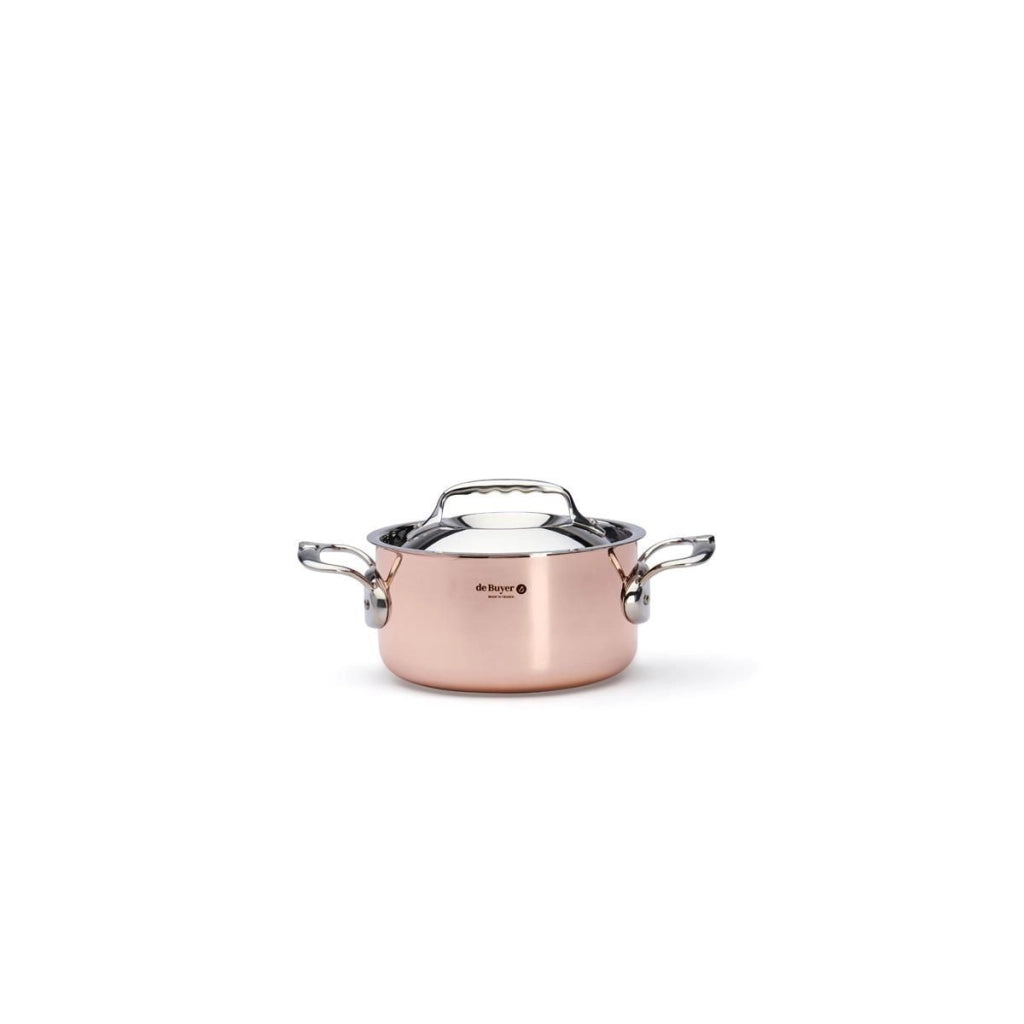 De Buyer 6242.16 Prima Matera Pentola per Induzione 16 cm 1.8 L in Rame e Acciaio Inox colore Dorato e Argento