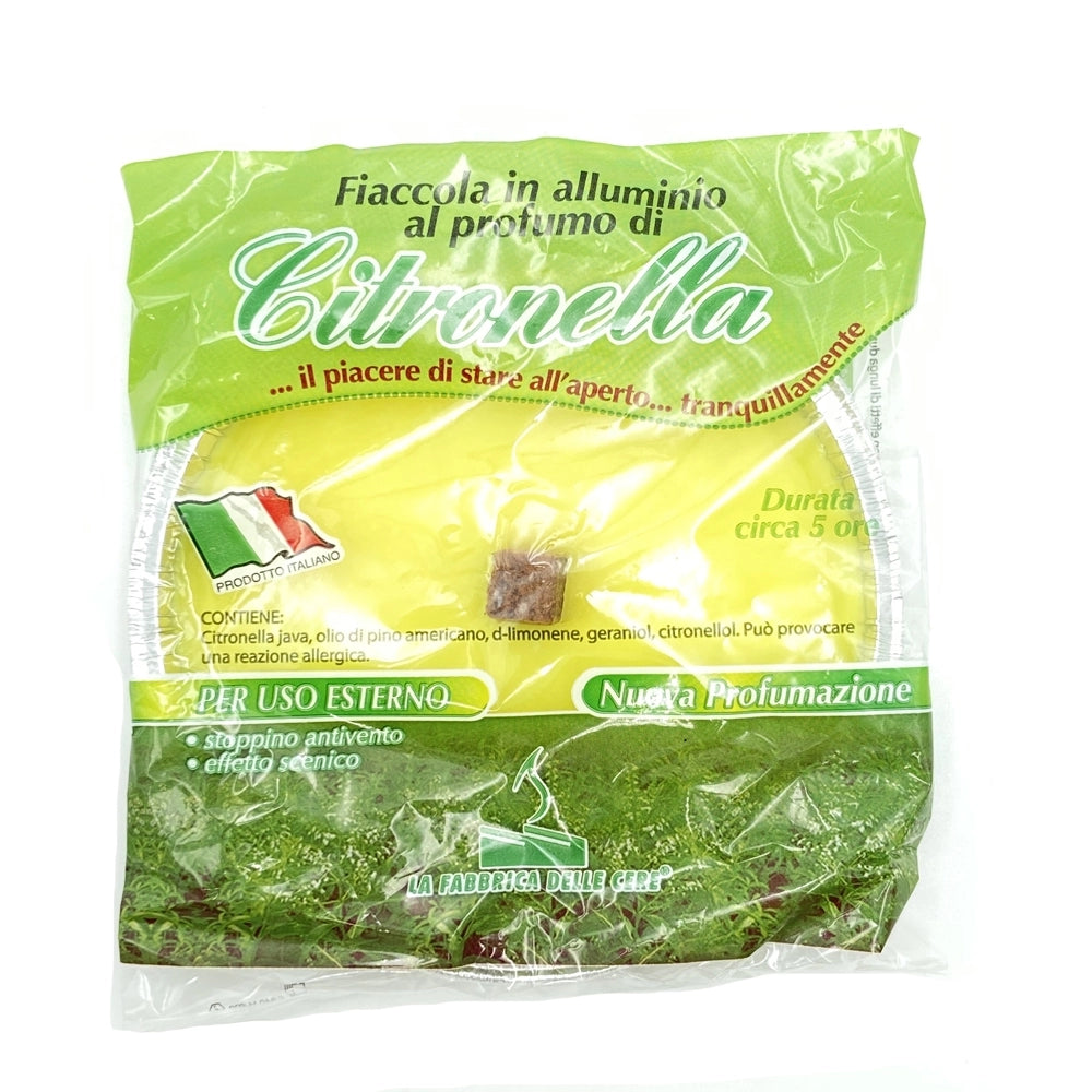 FIACCOLA IN ALLUMINIO ALLA CITRONELLA D.14XH2.2CM