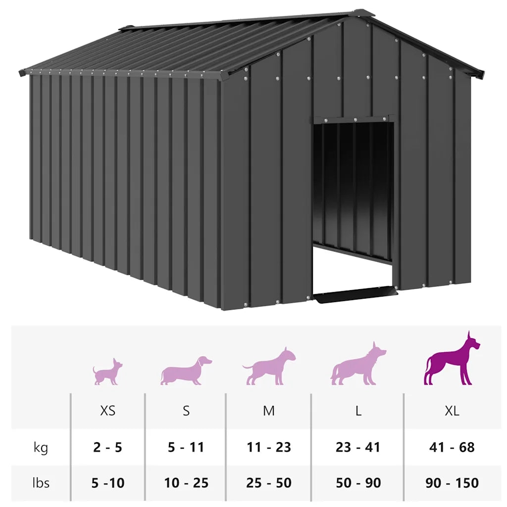 Casetta per Cani con Tetto 114x202x101 cm Acciaio Zincato 4100921
