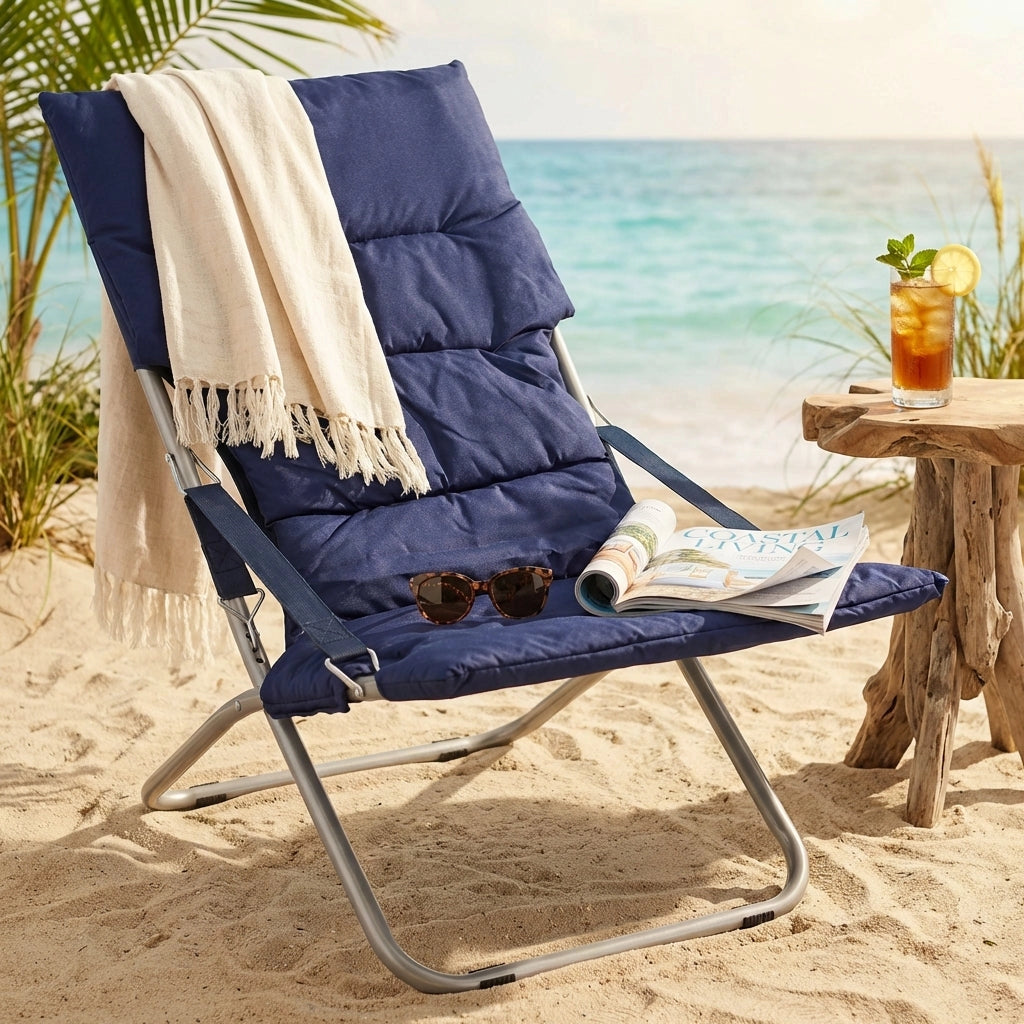 Sdraio mare prendisole Pieghevole  in Acciaio PVC cm 65x80x96 - CANA