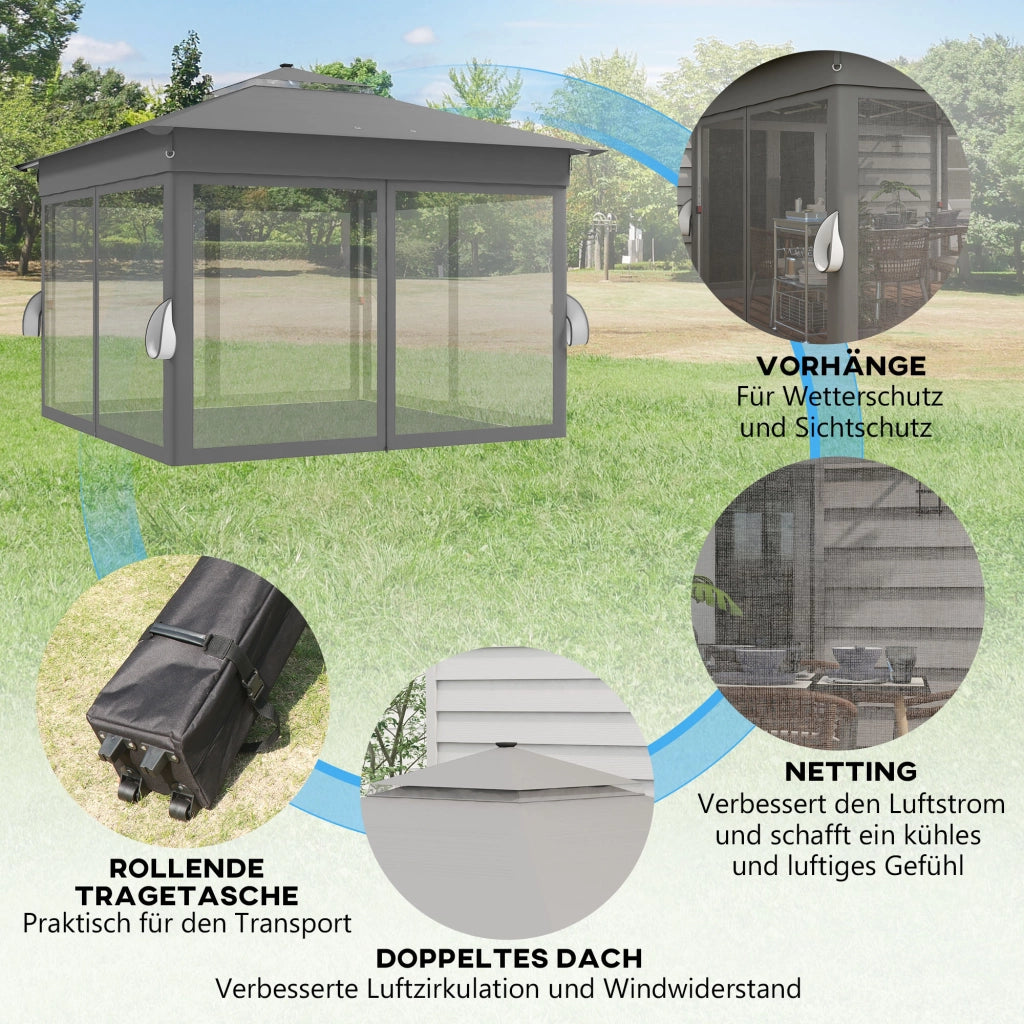 Tenda da giardino con luci solari ¨C zephmum ¨C grigio 336x336x270 cm