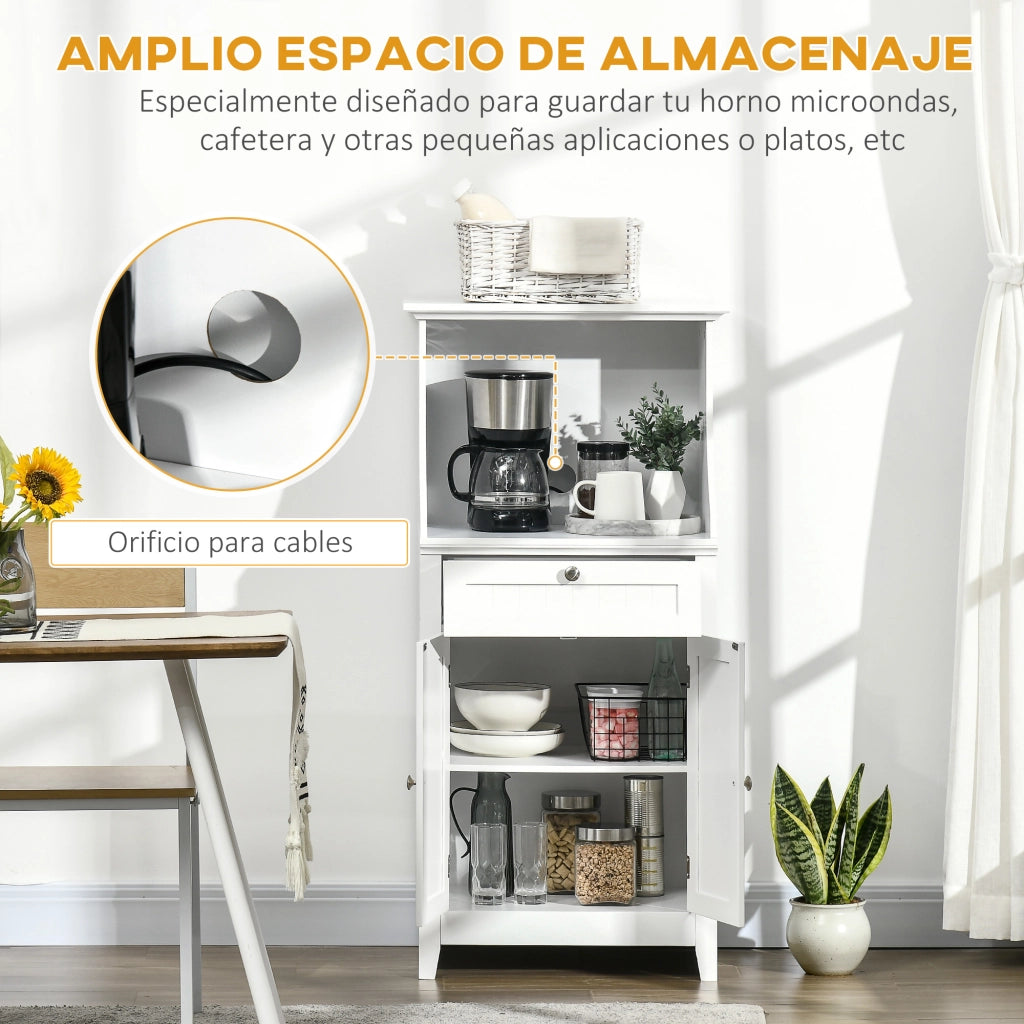 Credenza da Cucina con Ante e Cassetto ¨C Zephmum ¨C 60x40x122,5 cm Bianco