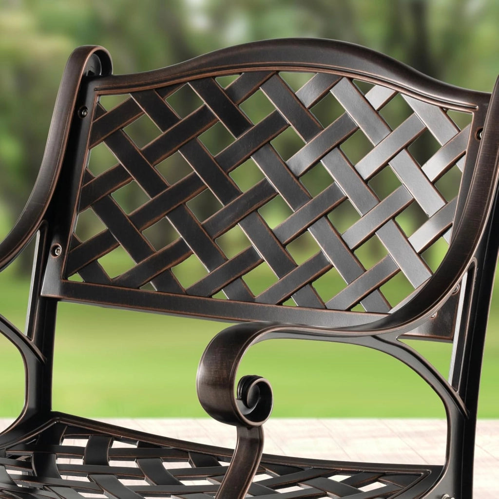 Set di 2 sedie da giardino, da bistrò, resistenti alle intemperie, in alluminio pressofuso, da giardino, da giardino, da terrazza, ergonomiche con schienali e braccioli, da giardino anticato,