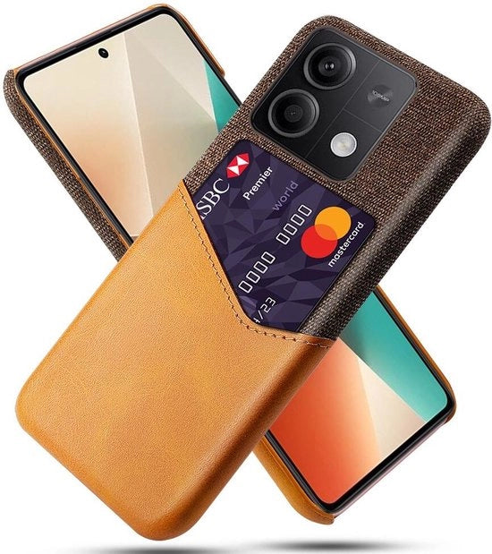 Coprischiena Xiaomi Redmi Note 13 5G con Supporto per Carta Orizzontale Arancione