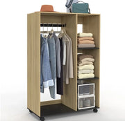 Armoire da letto 80 x 40 x 120 cm su ruote, legno e nero – alta qualità – materiale duraturo – progetto stile – adatto per uso quotidiano – stile moderno – comodità e divertimento