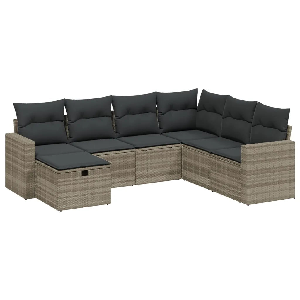 Set Divani da Giardino 7pz con Cuscini Grigio Chiaro Polyrattan 3263528