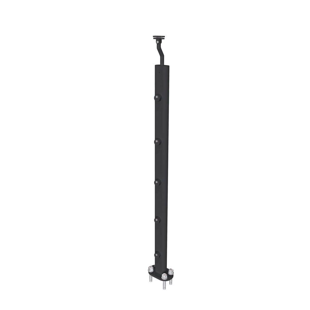 Ringhiera Parapetto in Alluminio Nero Opaco 200x100cm a Fissaggio a Pavimento, con supporto di collegamento a Parete