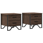 Set di 2 Comodini | Armadio da Notte | Mobiletto da notte Rovere Marrone 40x41x40 cm in Legno Multistrato