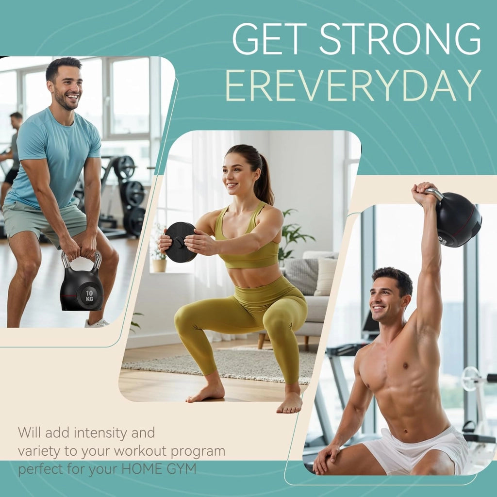 Kettlebell Regolabile 7 in 1, 20 kg Kettlebell con 7 Livelli di Peso, Manubrio per Allenamento a Casa & Fitness, Ideale per Allenamento Completo del Corpo, Compatto & Salvaspazio (Nero, 10kg)