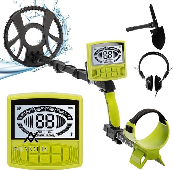 Kit di Detettore di Metallo Premium Multimodo Professionale con Modalità Schiacciabile e Impermeabile - Precisione - Zappatrice - Altoparlante - Verde.