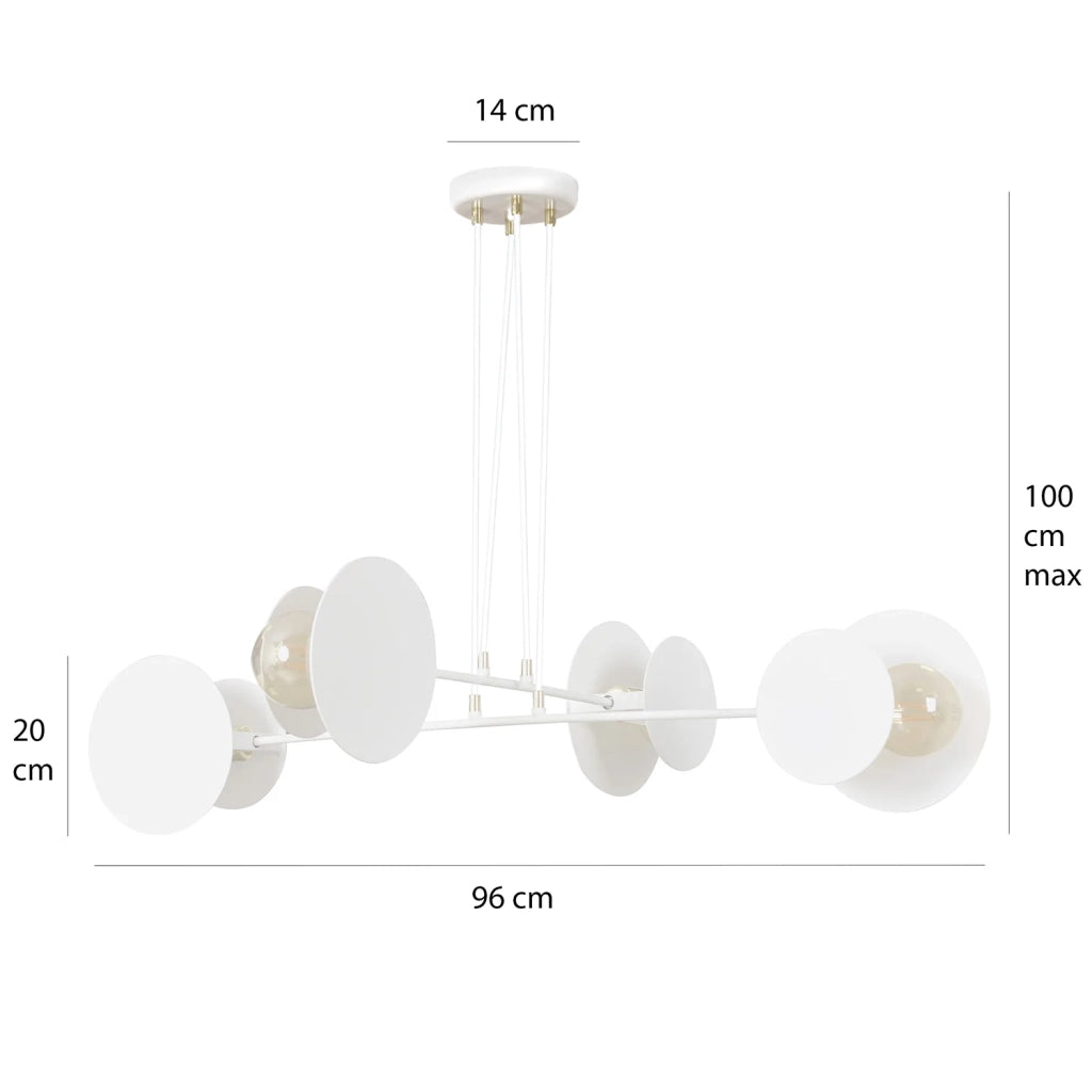 Lampadario Moderno 1 Luce Izanami In Acciaio Bianco Con Bracci