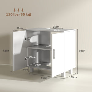 Mobile Sottolavabo da Bagno con Armadietto 2 Ante 60x35x60 cm in MDF Bianco