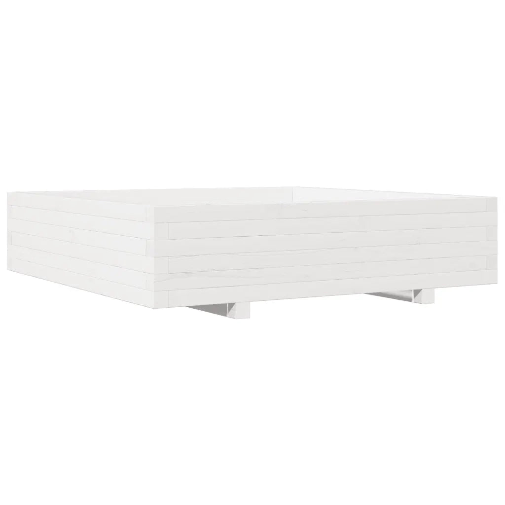 Fioriera da Giardino Bianca 100x100x26,5cm Legno Massello Pino