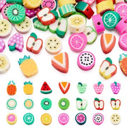 Accessori per gioielli in polimero - 50 pezzi - Tema frutta - Manufatti a mano - Sicuri e ecocompatibili - Dimensioni: 10-11 mm - Gioielleria