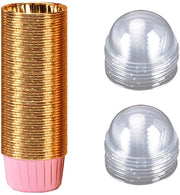 50 Pacchi di Cupcake in Alluminio, Forme per Cupcake in Carta, Forme per Cupcake con Copertura in Alluminio, Ideali per Feste di Compleanno, Feste di Vacanza (Metallo, Oro)