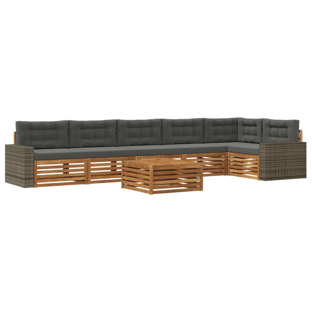 Set di divani da esterno 7 pz Naturale e Antracite Poliestere 3383460