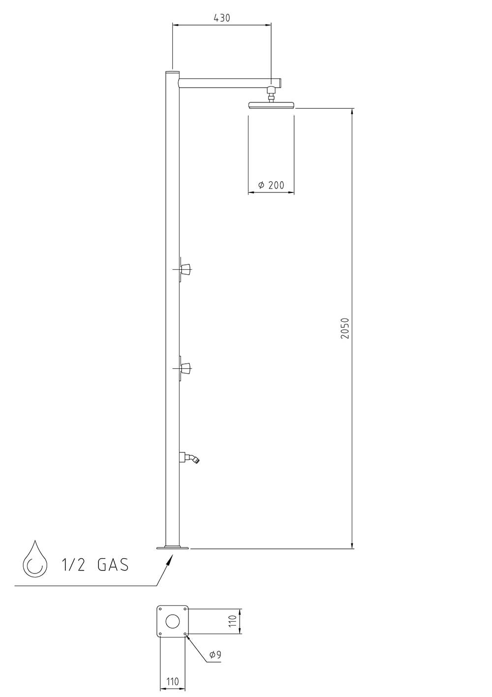 Doccia da Giardino 2 Temporizzatori e Lavapiedi Ama Luxury Venere