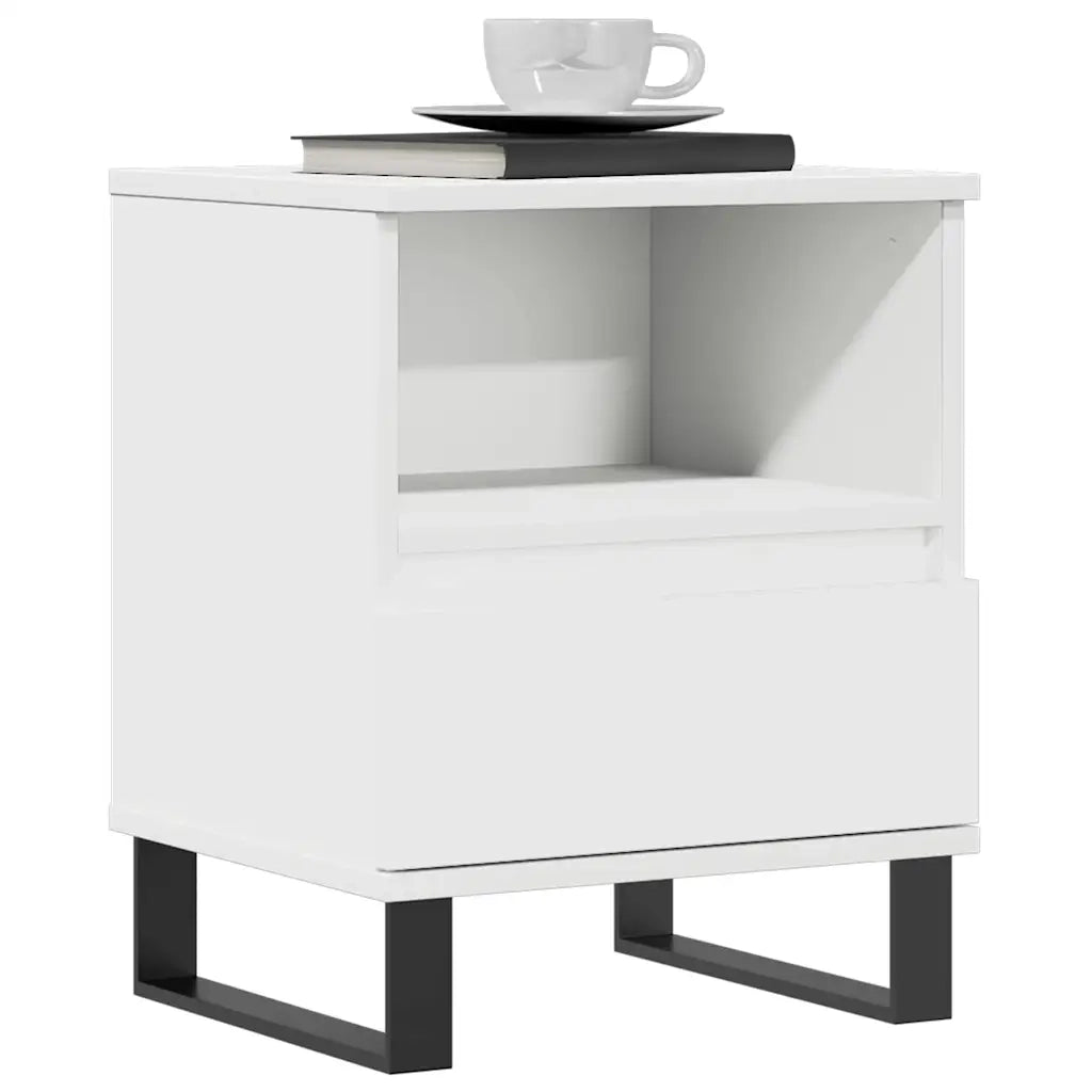 Comodino Bianco 40x35x50 cm in Legno Multistrato 830636