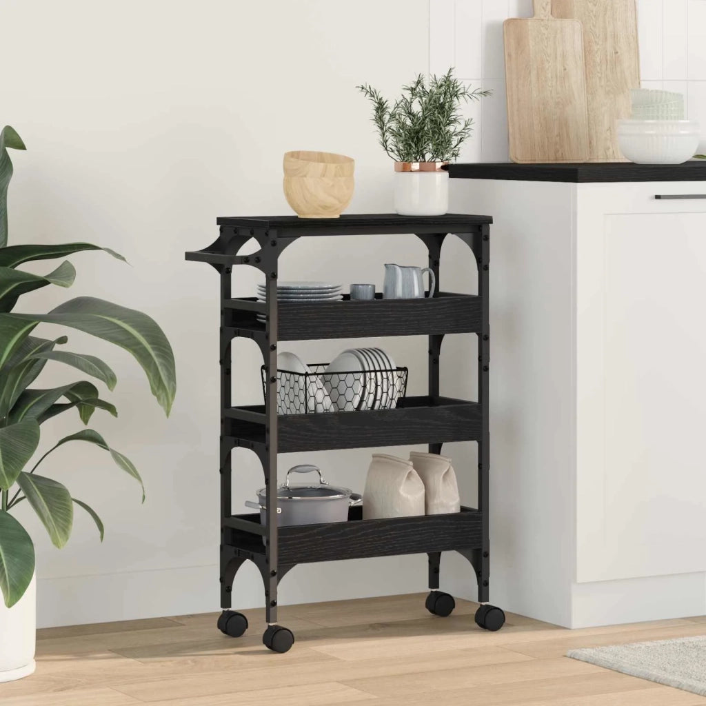 Carrello da Cucina Rovere Nero 53 x 20 x 76 cm 883024