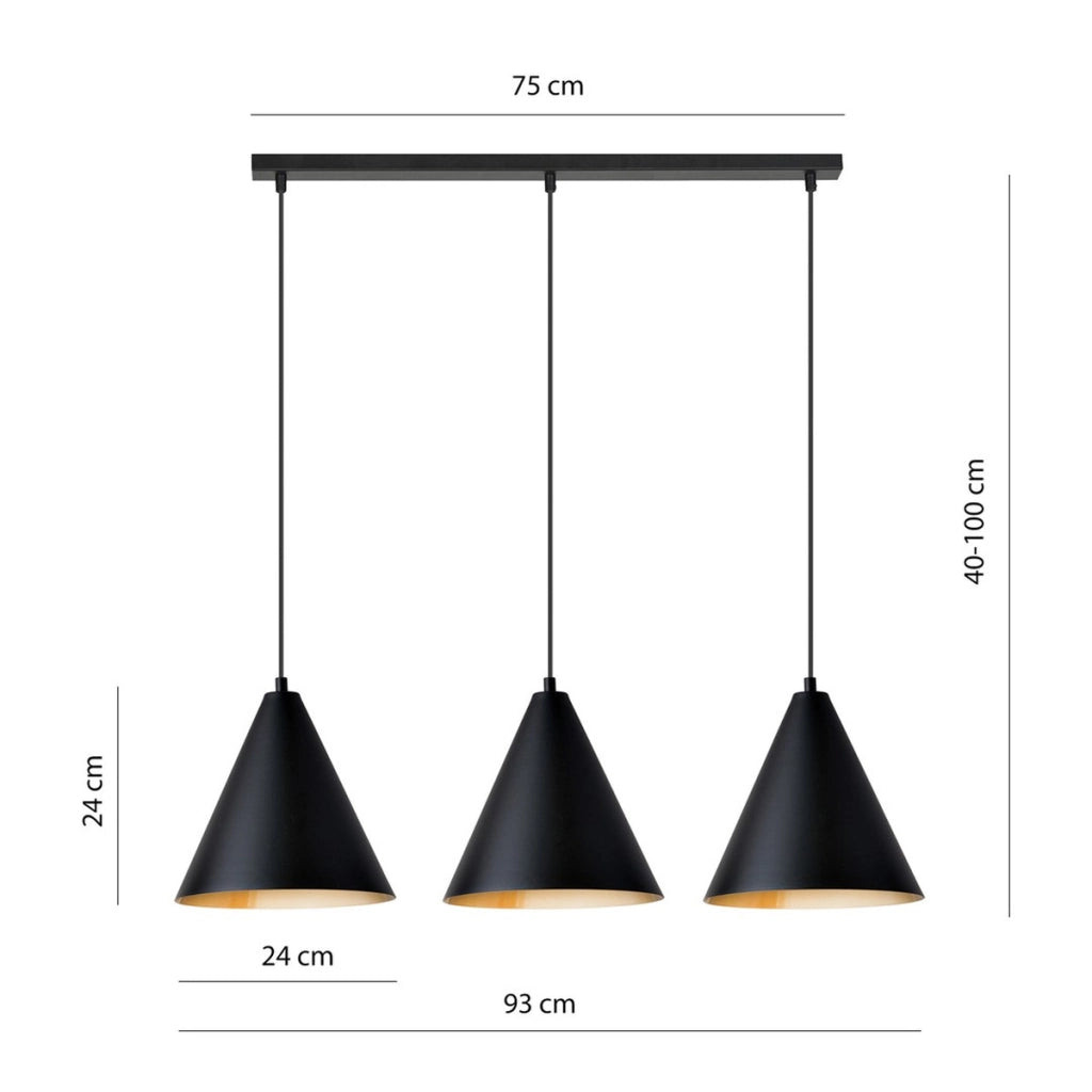 Lampada a sospensione REBEL in acciaio nero e oro