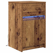 Armadio da letto | Comodino | Armadio da Notte | Mobiletto da notte LED con cassetto Legno vecchio 38 x 34 x 61 cm