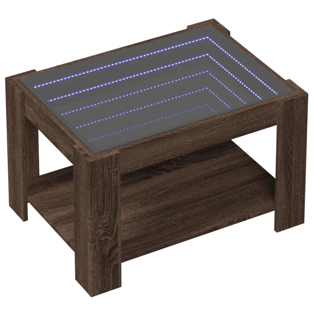 Tavolino Salotto con LED Rovere Marrone 73x53x45 cm Multistrato