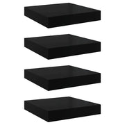 4 pz Scaffali a Parete | Ripiano a parete | Mensole a Parete Nero Lucido 23x23,5x3,8 cm in MDF