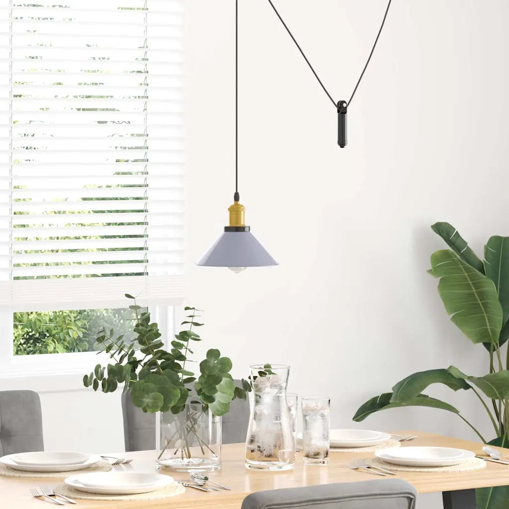 Lampada Sospensione Regolabile E27 Grigio Lucido ?22 cm Metallo CFW2200908