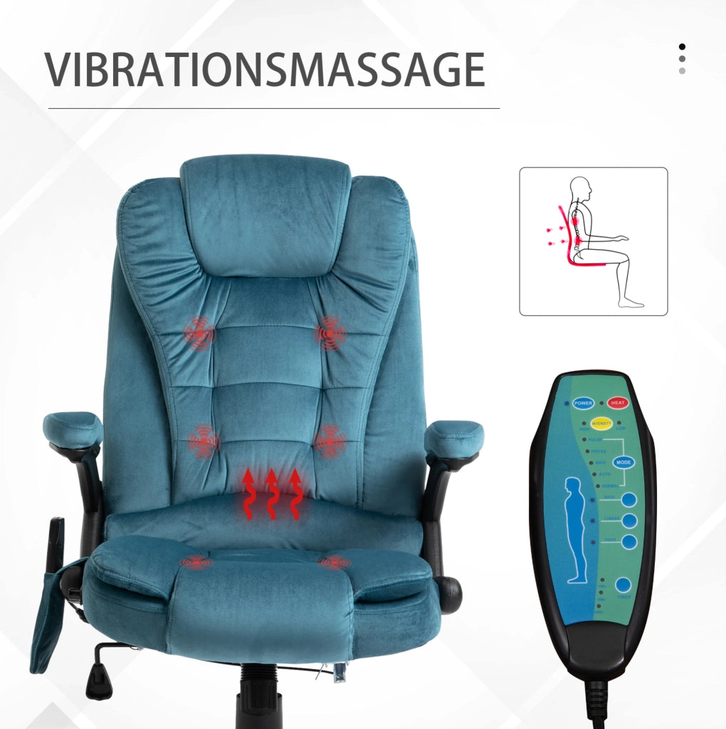 Sedia da ufficio blu con massaggio e calore