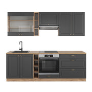 Cucina componibile Fame-Line Antracite rustico/Rovere dorato 235 cm, PL Rovere Vicco