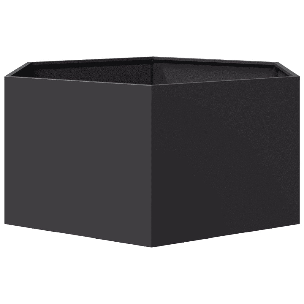 Fioriera | Cassetta per fiori | Vaso da Giardino Nera Esagono 104x90x45 cm in Acciaio