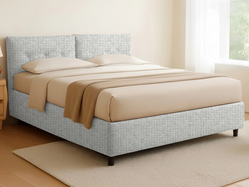 Derby, Letto Matrimoniale Sfoderabile Made in Italy, Grigio Chiaro
