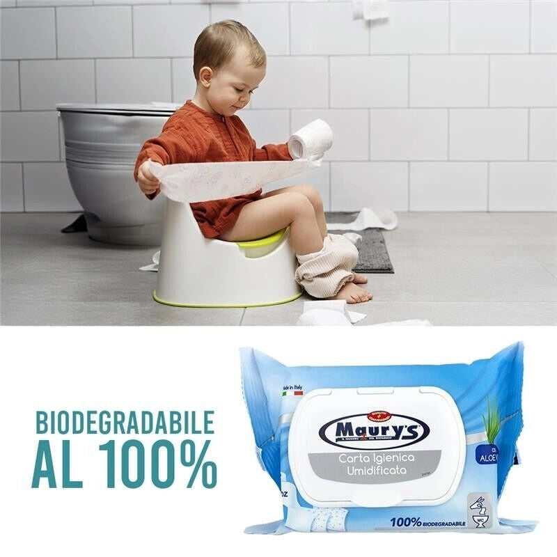 MAURY'S SALVIETTE DETERGENTI CARTA IGIENICA UMIDIFICATA 25PZ ALOE VERA 100% BIODEGRADABILE